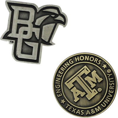 Diestruck Antiqued Lapel Pins - 1 1/4" W x 1 1/4" H